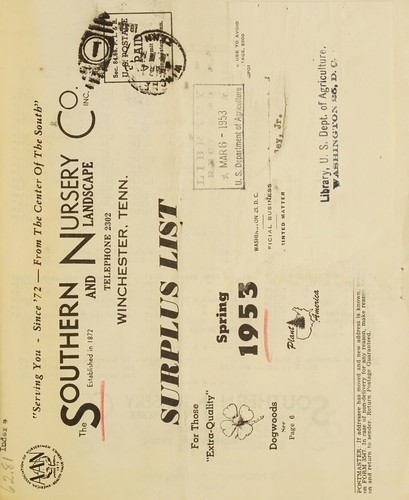 Surplus list, spring 1953