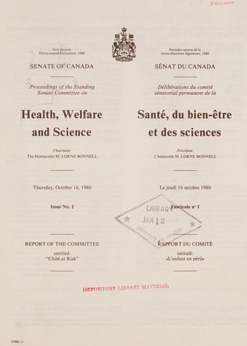 PROCEEDINGS OF CANADA PARLIAMENT SENATE STANDING COMMITTEE ON HEALTH, WELFARE AND SCIENCE