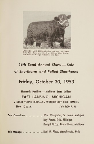 16th semi-annual show -- sale of shorthorns and polled shorthorns