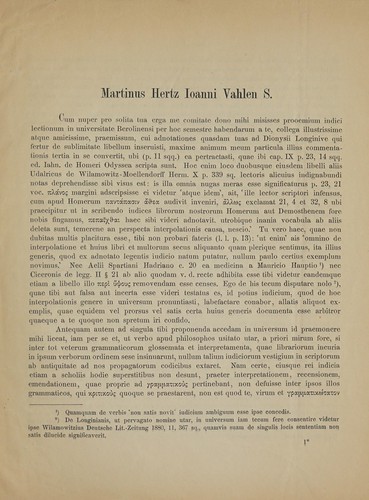 Ad Ioannem Vahlen epistula
