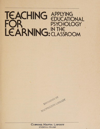 Teaching for learning