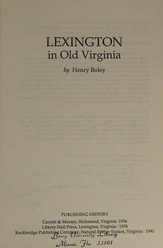 Lexington in old Virginia