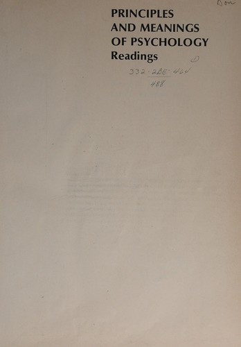Principles and meanings of psychology