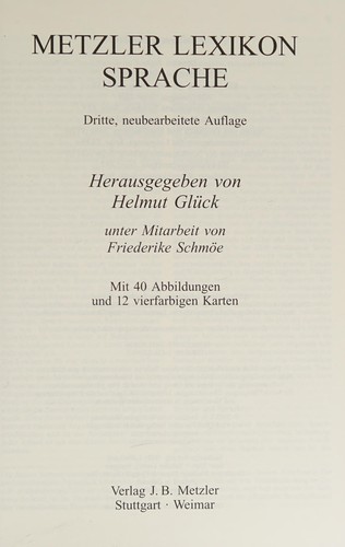 Metzler Lexikon Sprache