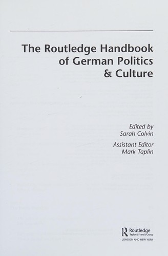 Routledge Handbook of German Politics and Culture