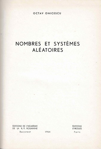 Nombres et systèmes aléatoires.