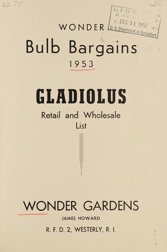 Wonder bulb bargains, 1953, gladiolus