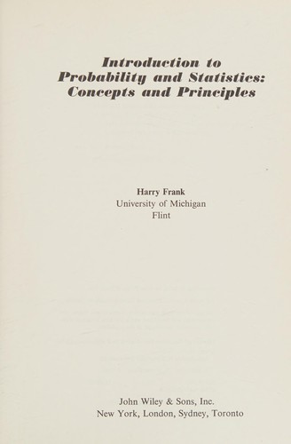 Introduction to probability and statistics: concepts and principles