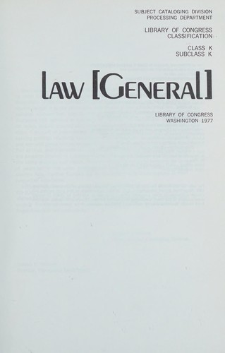 Classification, class K, subclass K, law (general)