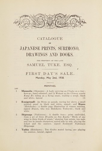 Catalogue of Japanese colour prints, Surimono, drawings, books and Kakemono; second portion