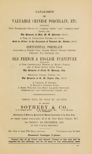 Valuable Chinese porcelain; continental porcelain; old French & English furniture