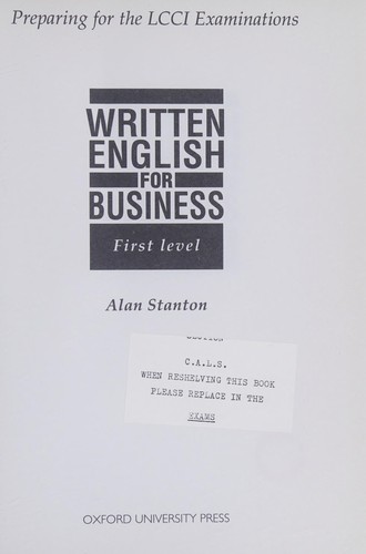 Written English for Business: Preparing for the LCCI Examinations
