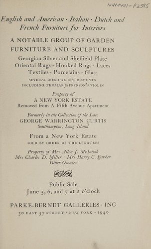 English and American, Italian, Dutch and French furniture for interiors, a notable group of garden furniture and sculptures
