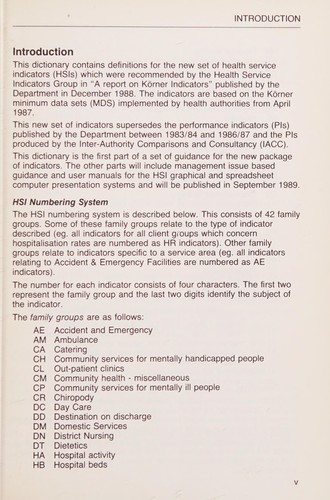 Health service indicators guidance