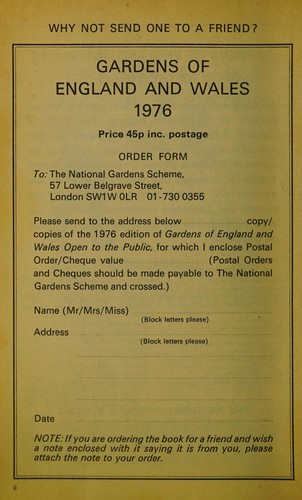 Gardens of England and Wales Open to the Public