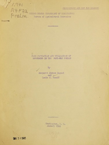 Farm population and utilization of resources in the post-war period