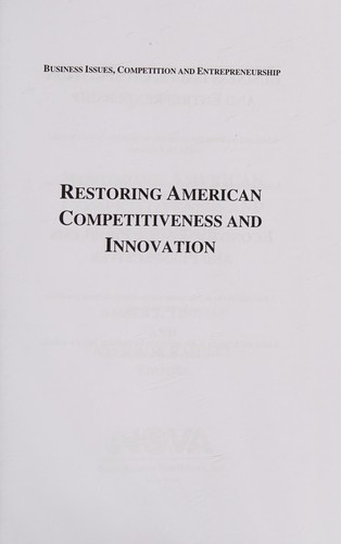 Restoring American Competitiveness and Innovation