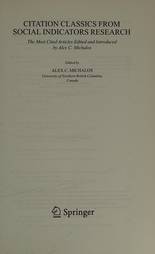 Citation classics from 'Social indicators research'