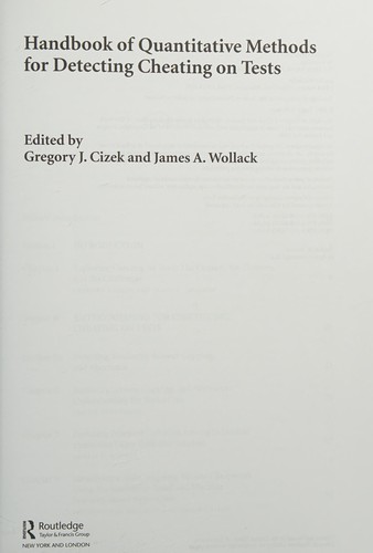 Handbook of Quantitative Methods for Detecting Cheating on Tests