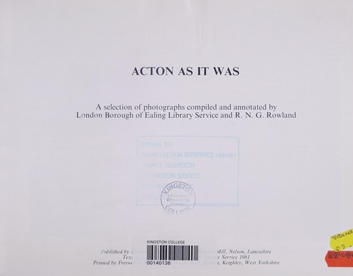 Acton as it was