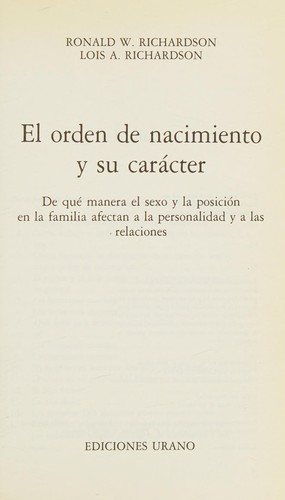 El The Orden de Nacimiento y Su Caracter
