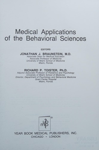 Medical applications of the behavioral sciences
