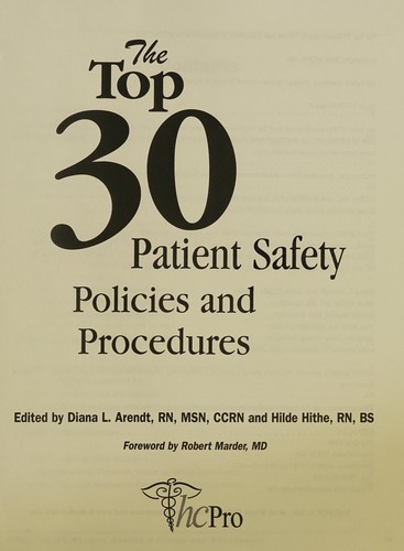 The top 30 patient safety policies and procedures