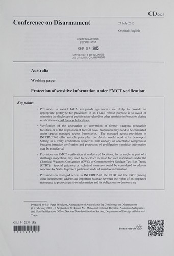 Protection of sensitive information under FMCT verification