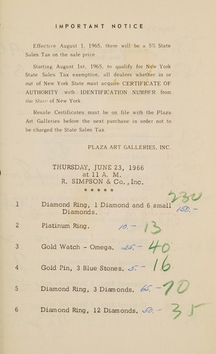 Unredeemed pledges of diamond and gold jewelry from R. Simpson & Co., also diamond and gold jewelry