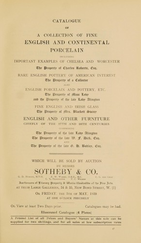 A collection of fine English and continental porcelain, English and other furniture, chiefly of the 17th and 18th centuries