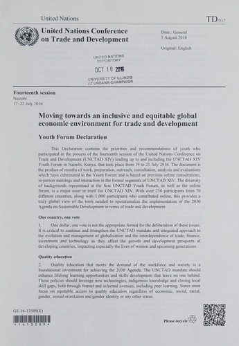 Moving towards an inclusive and equitable global economic environment for trade and development