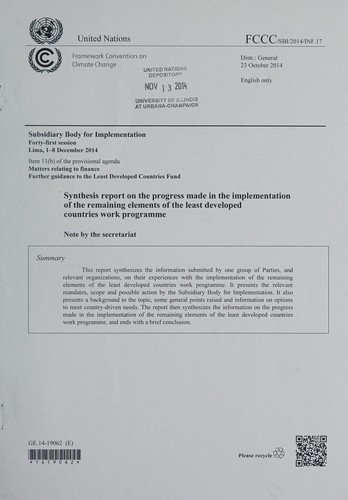 Synthesis report on the progress made in the implementation of the remaining elements of the least developed countries work programme