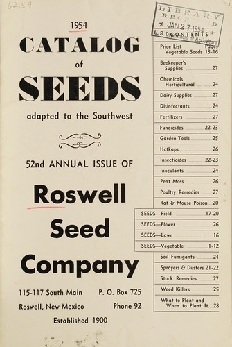 1954 catalog of seeds adapted to the Southwest