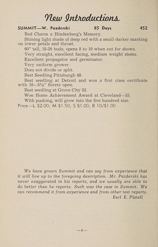 Gladiolus for 1954