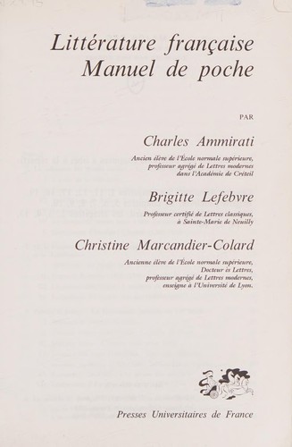 Litterature française. manuel de poche