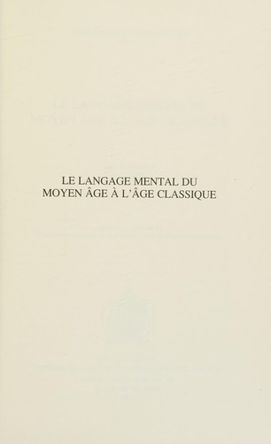 Le langage mental du moyen âge à l'âge classique