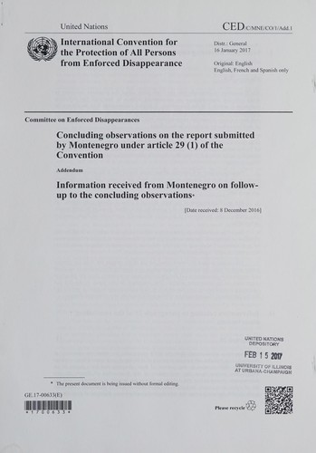 Concluding observations on the report submitted by Montenegro under article 29 (1) of the Convention