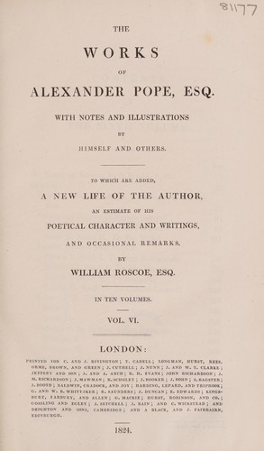 The works of Alexander Pope, esq. with notes and illustrations by himself and others [6/10]