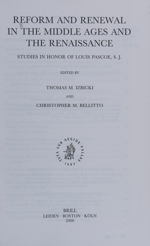 Reform and renewal in the Middle Ages and the Renaissance