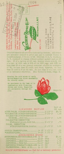 Wholesale price list, spring 1954