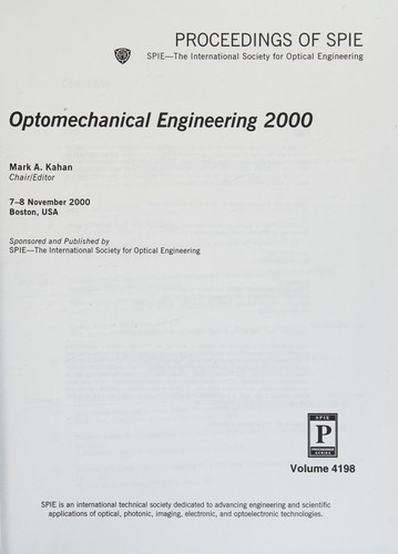 Optomechanical engineering 2000