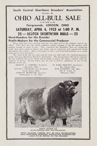 South Central Ohio Shorthorn Breeders' Association, presents the Ohio all-bull sale