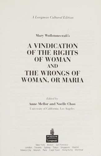 Mary Wollstonecraft's A vindication of the rights of woman