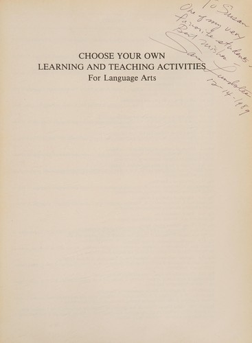 Choose your own learning and teaching activities for language arts