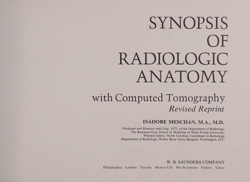 Synopsis of radiologic anatomy, with computed tomography