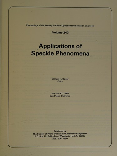 Applications of speckle phenomena