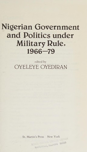 Nigerian Government and politics under military rule, 1966-79