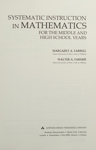 Systematic instruction in mathematics for the middle and high school years