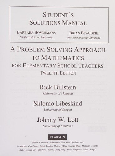 Student's Solutions Manual for a Problem Solving Approach to Mathematics for Elementary School Teachers