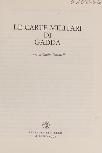 Le Carte militari di Gadda
